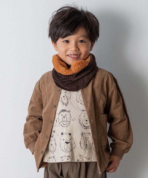 MAKE YOUR DAY(メイクユアデイ)の「Vネック調バンドカラーシャツ■80~140cm(シャツ/ブラウス・キッズ・ダークブラウン/ベージュ/ターコイズブルー・90/100/110/120/80/130/140)」の1枚目の写真