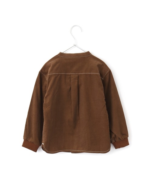 MAKE YOUR DAY(メイクユアデイ)の「Vネック調バンドカラーシャツ■80~140cm(シャツ/ブラウス・キッズ・ダークブラウン/ベージュ/ターコイズブルー・90/100/110/120/80/130/140)」の4枚目の写真