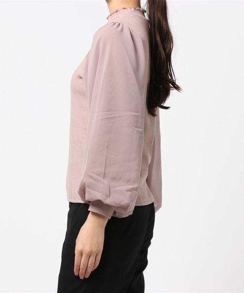 SpRay(スプレイ)の「袖シア-7分ボリュスリプチハイネック(Tシャツ/カットソー・レディース・アイボリー/グレイッシュベージュ/ブラック/モカ・FREE)」の6枚目の写真