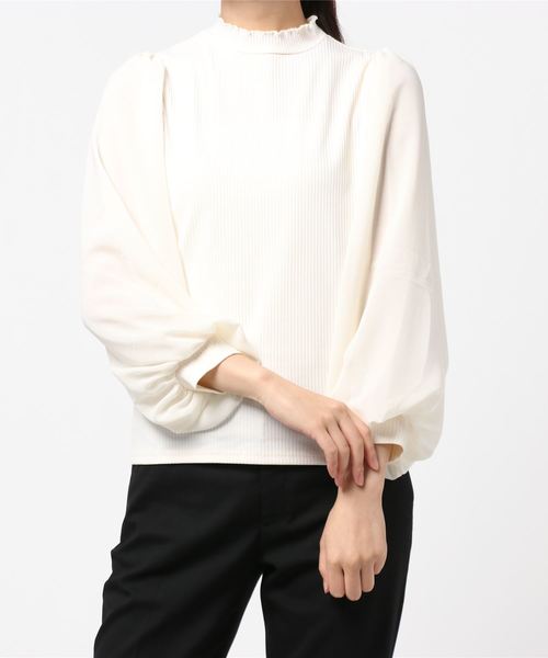 SpRay(スプレイ)の「袖シア-7分ボリュスリプチハイネック(Tシャツ/カットソー・レディース・アイボリー/グレイッシュベージュ/ブラック/モカ・FREE)」の17枚目の写真