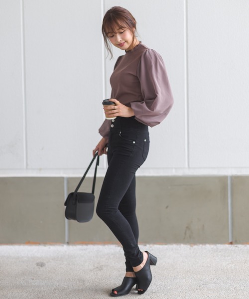 SpRay(スプレイ)の「袖シア-7分ボリュスリプチハイネック(Tシャツ/カットソー・レディース・アイボリー/グレイッシュベージュ/ブラック/モカ・FREE)」の13枚目の写真