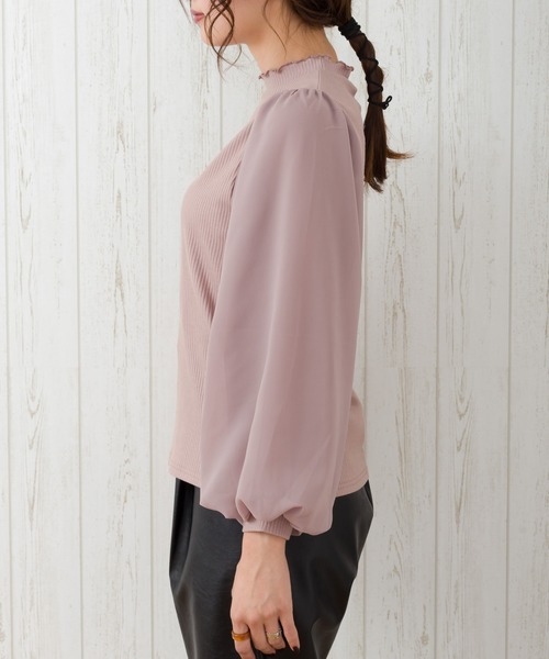 SpRay(スプレイ)の「袖シア-7分ボリュスリプチハイネック(Tシャツ/カットソー・レディース・アイボリー/グレイッシュベージュ/ブラック/モカ・FREE)」の11枚目の写真