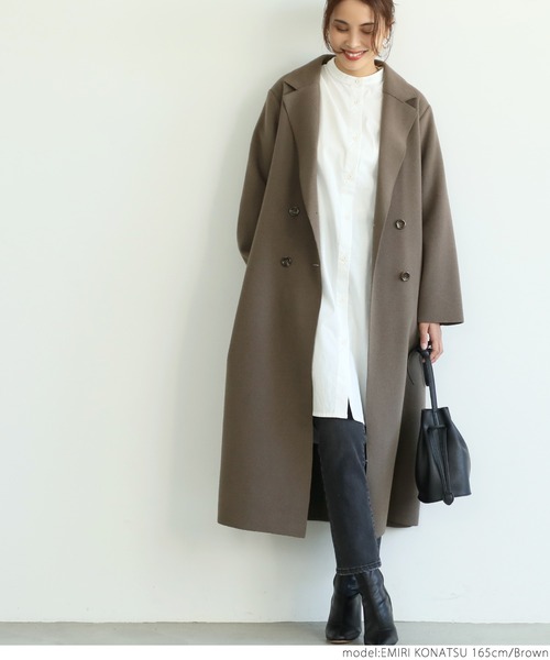 coca（coca）（コカ）の「サイドスリットロングコート（チェスターコート・レディース・ブラック/ブラウン・ONE SIZE）」の7枚目の写真