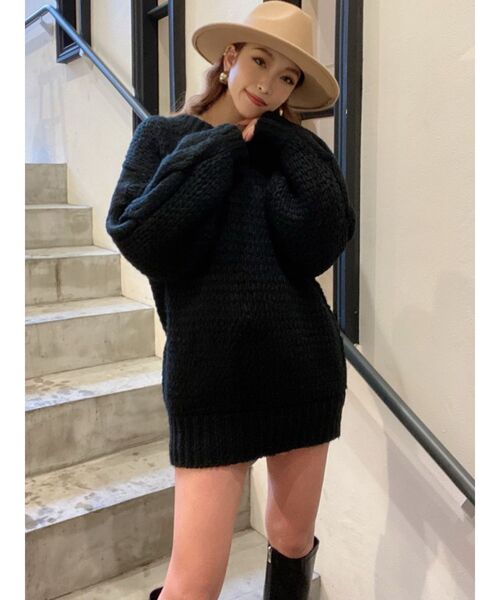 RESEXXY（リゼクシー）の「ローゲージニットプルオーバー（ニット/セーター・レディース・ブラック/ベージュ/オフホワイト・FREE）」の9枚目の写真