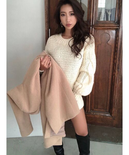 RESEXXY（リゼクシー）の「ローゲージニットプルオーバー（ニット/セーター・レディース・ブラック/ベージュ/オフホワイト・FREE）」の11枚目の写真