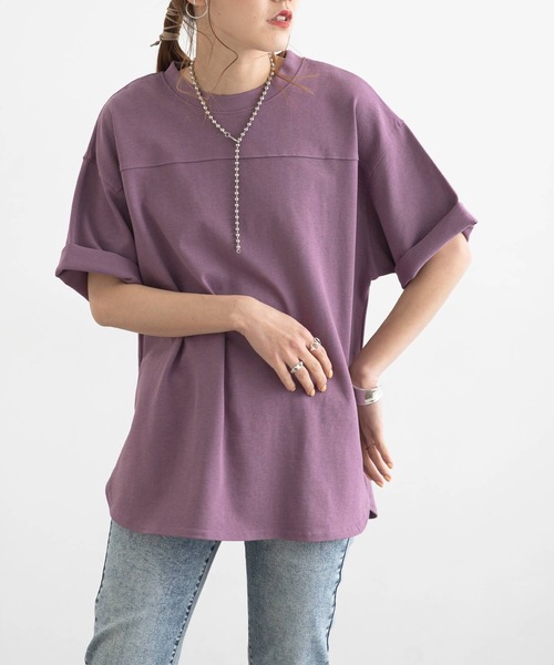 bohmal(ボマール)の「USAコットンフットボールTシャツ(Tシャツ/カットソー・レディース・ベージュ/パープル/ミント/スミクロ/オフホワイト・FREE)」の5枚目の写真