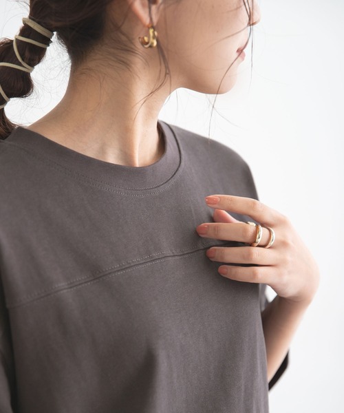 bohmal(ボマール)の「USAコットンフットボールTシャツ(Tシャツ/カットソー・レディース・ベージュ/パープル/ミント/スミクロ/オフホワイト・FREE)」の6枚目の写真