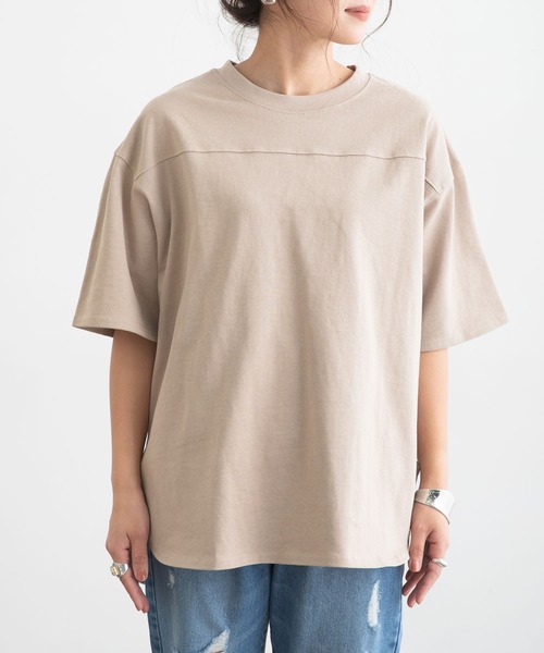 bohmal(ボマール)の「USAコットンフットボールTシャツ(Tシャツ/カットソー・レディース・ベージュ/パープル/ミント/スミクロ/オフホワイト・FREE)」の10枚目の写真