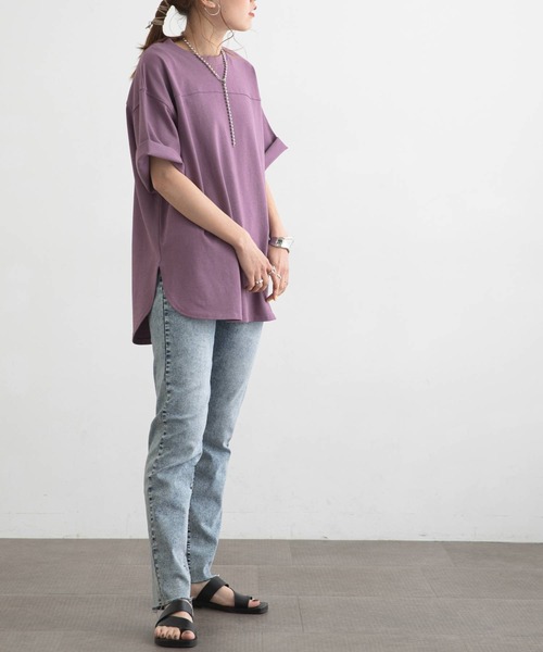 bohmal(ボマール)の「USAコットンフットボールTシャツ(Tシャツ/カットソー・レディース・ベージュ/パープル/ミント/スミクロ/オフホワイト・FREE)」の18枚目の写真