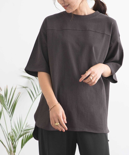 bohmal(ボマール)の「USAコットンフットボールTシャツ(Tシャツ/カットソー・レディース・ベージュ/パープル/ミント/スミクロ/オフホワイト・FREE)」の20枚目の写真