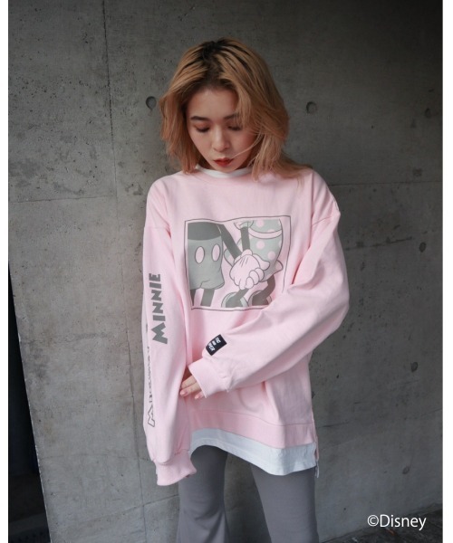 FIG&VIPER（フィグアンドバイパー）の「Mickey&Minnie ドッキングPO（Tシャツ/カットソー・レディース・ホワイト/ブラック/ライトピンク・FREE）」の5枚目の写真