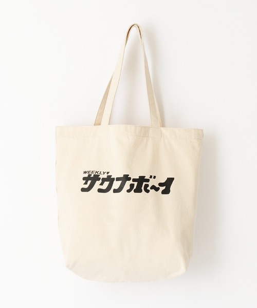 サウナボーイ（サウナボーイ）の「サウナボーイ ロゴデザイン キャンバストートバッグ（トートバッグ・メンズ・ブラック/アイボリー・FREE）」の3枚目の写真