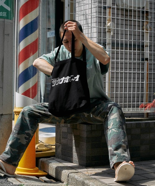 サウナボーイ（サウナボーイ）の「サウナボーイ ロゴデザイン キャンバストートバッグ（トートバッグ・メンズ・ブラック/アイボリー・FREE）」の8枚目の写真