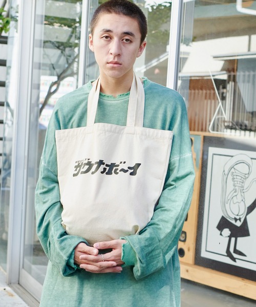 サウナボーイ（サウナボーイ）の「サウナボーイ ロゴデザイン キャンバストートバッグ（トートバッグ・メンズ・ブラック/アイボリー・FREE）」の18枚目の写真