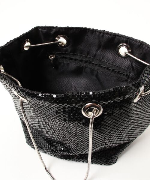LA VORAGINE(ラ ヴォラジネ)の「キラキラ巾着バッグ/2WAYチェーンショルダーバッグ メッセンジャーバッグ クラッチバッグ 結婚式 入学式 卒業式 成人式 パーティー セレモニー(クラッチバッグ・レディース・ブラック/シルバー・FREE)」の18枚目の写真