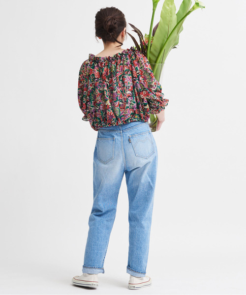 Dot&amp;Stripes CHILDWOMAN - エスニックフラワー パフスリーブショートブラウス Dot＆Stripes CHILD WOMAN（ドットアンドストライプス