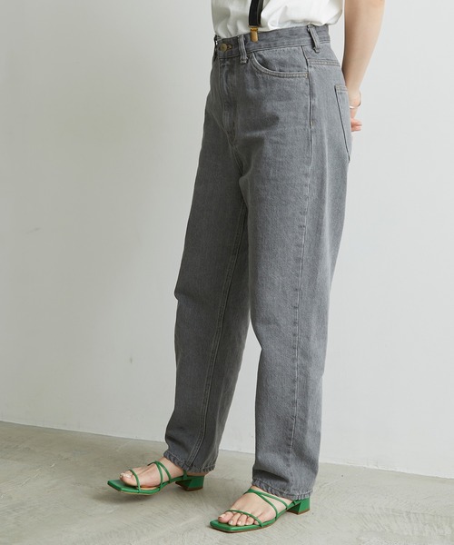 note et silence （ノートエシロンス）の「._*◇12ozムラ糸デニム　テーパードパンツ（デニムパンツ・レディース・グレー/ライトブルー・FREE）」の4枚目の写真