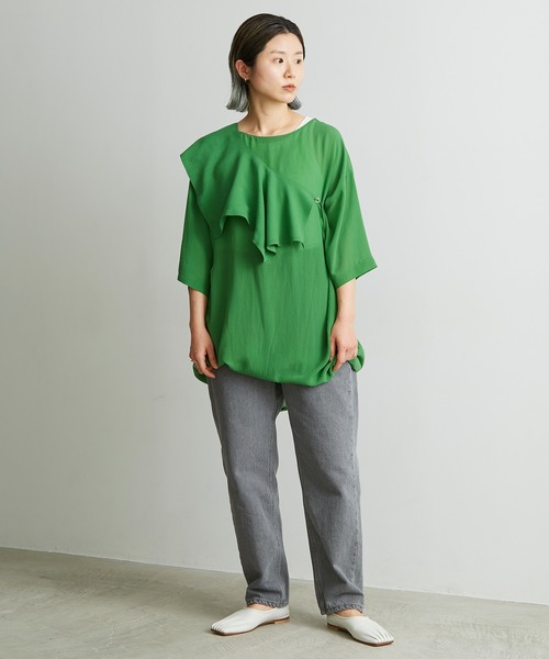 note et silence （ノートエシロンス）の「._*◇12ozムラ糸デニム　テーパードパンツ（デニムパンツ・レディース・グレー/ライトブルー・FREE）」の18枚目の写真