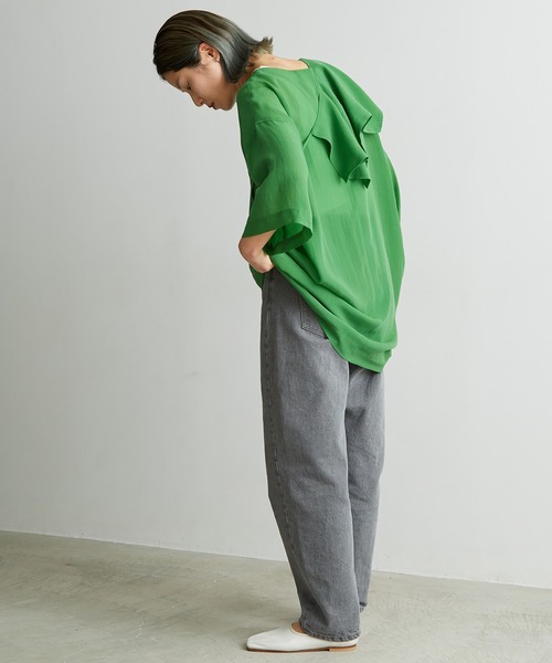 note et silence （ノートエシロンス）の「._*◇12ozムラ糸デニム　テーパードパンツ（デニムパンツ・レディース・グレー/ライトブルー・FREE）」の19枚目の写真