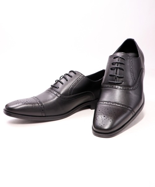 FUNALIVE（ファンアライブ）の「【H.O.WALK】STRAIT-TIP SHOES ローヒールストレートチップ パンチドキャップトゥ（ドレスシューズ・メンズ・ブラック/ブラウン・25.5/27/26.5/28/26/25）」の2枚目の写真