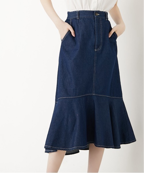 OLIVE des OLIVE(オリーブデオリーブ)の「マーメイドスカート(スカート・レディース・ブラック/アイボリー/ワンウォッシュ・FREE)」の3枚目の写真