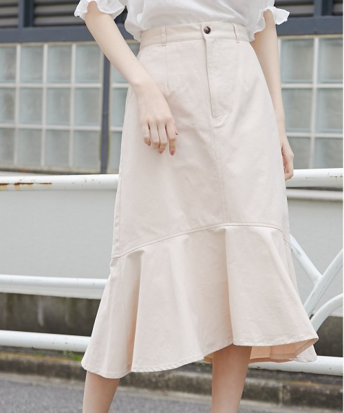 OLIVE des OLIVE(オリーブデオリーブ)の「マーメイドスカート(スカート・レディース・ブラック/アイボリー/ワンウォッシュ・FREE)」の4枚目の写真