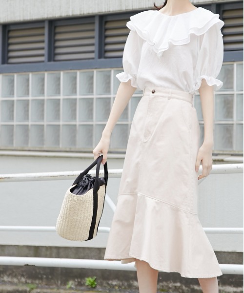 OLIVE des OLIVE(オリーブデオリーブ)の「マーメイドスカート(スカート・レディース・ブラック/アイボリー/ワンウォッシュ・FREE)」の7枚目の写真