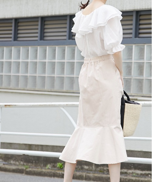 OLIVE des OLIVE(オリーブデオリーブ)の「マーメイドスカート(スカート・レディース・ブラック/アイボリー/ワンウォッシュ・FREE)」の9枚目の写真