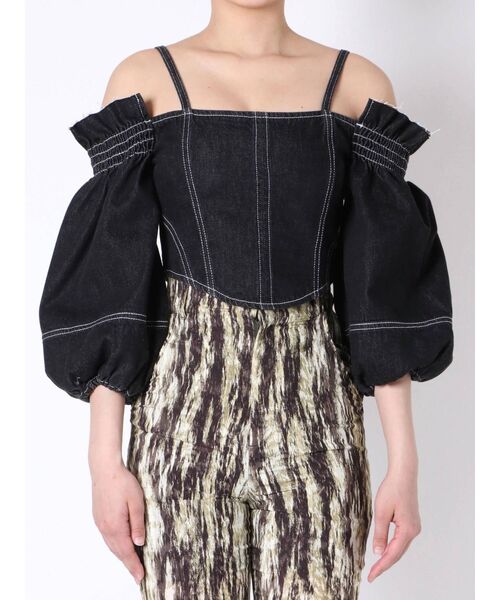 EMODA（エモダ）の「デニムオフショルダートップ（シャツ/ブラウス・レディース・ブラック/ライトブルー/インディゴブルー・SMALL/MEDIUM）」の18枚目の写真