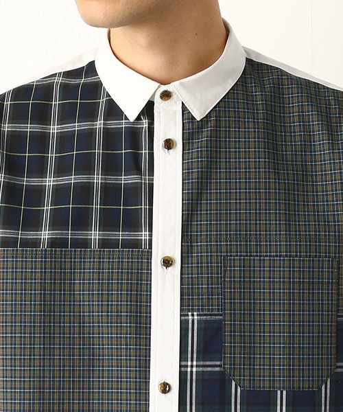 COMME CA COMMUNE(コムサコミューン)の「パッチワークシャツ(シャツ/ブラウス・メンズ・ネイビー系/ホワイト系・MEDIUM/LARGE)」の9枚目の写真