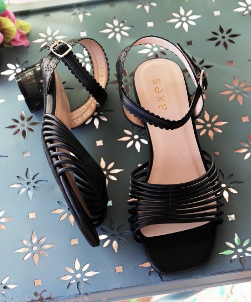 axes femme(アクシーズファム)の「クリアヒールサンダル(サンダル・レディース・キナリ/ピンク系その他/ブラック・MEDIUM/LARGE/SMALL)」の3枚目の写真