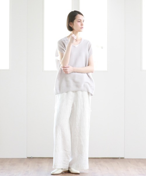 Pao de lo（パオデロ）の「ぽこぽこノットボーダーワイドパンツ（その他パンツ・レディース・ベージュ系その他/ブラック系その他・9号/7号）」の15枚目の写真