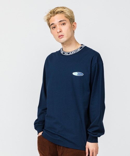 XLARGE(エクストララージ)の「COLLAR LOGO L/S TEE(Tシャツ/カットソー・メンズ・ネイビー/イエロー/グリーン/バーガンディー・S/M/L/XL)」の2枚目の写真