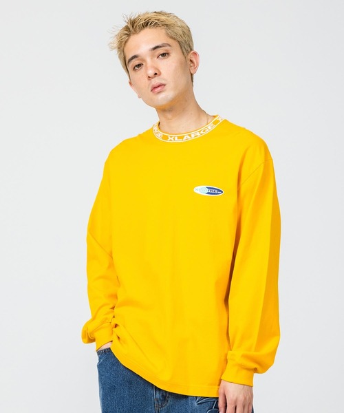 XLARGE(エクストララージ)の「COLLAR LOGO L/S TEE(Tシャツ/カットソー・メンズ・ネイビー/イエロー/グリーン/バーガンディー・S/M/L/XL)」の3枚目の写真