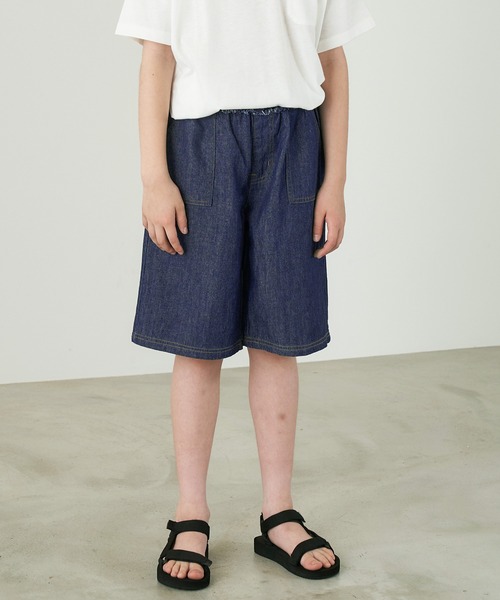 &yam(アンドヤム)の「ライトデニム ウエストフリンジデザインショートパンツ(デニムパンツ・キッズ・ホワイト/サックスブルー/インディゴブルー・110-120cm/150-160cm/140-150cm/120-130cm/130-140cm)」の12枚目の写真