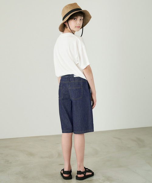 &yam(アンドヤム)の「ライトデニム ウエストフリンジデザインショートパンツ(デニムパンツ・キッズ・ホワイト/サックスブルー/インディゴブルー・110-120cm/150-160cm/140-150cm/120-130cm/130-140cm)」の15枚目の写真