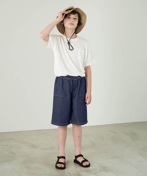 &yam(アンドヤム)の「ライトデニム ウエストフリンジデザインショートパンツ(デニムパンツ・キッズ・ホワイト/サックスブルー/インディゴブルー・110-120cm/150-160cm/140-150cm/120-130cm/130-140cm)」の14枚目の写真