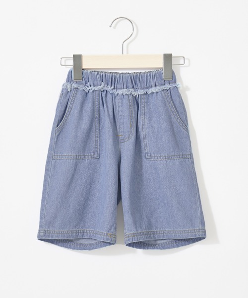 &yam(アンドヤム)の「ライトデニム ウエストフリンジデザインショートパンツ(デニムパンツ・キッズ・ホワイト/サックスブルー/インディゴブルー・110-120cm/150-160cm/140-150cm/120-130cm/130-140cm)」の16枚目の写真