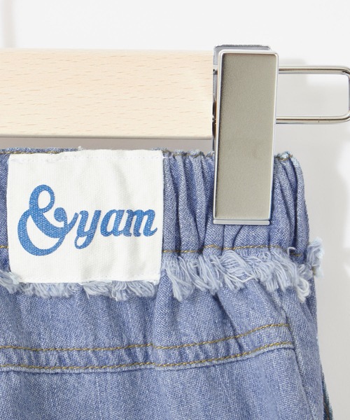 &yam(アンドヤム)の「ライトデニム ウエストフリンジデザインショートパンツ(デニムパンツ・キッズ・ホワイト/サックスブルー/インディゴブルー・110-120cm/150-160cm/140-150cm/120-130cm/130-140cm)」の20枚目の写真