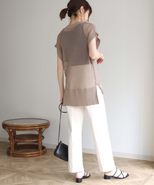 HER CLOSET(ハークローゼット)の「【HERCLOSET】深Vネックメッシュベスト(ベスト・レディース・ブラック/アイボリー/グレイッシュベージュ・M)」の16枚目の写真