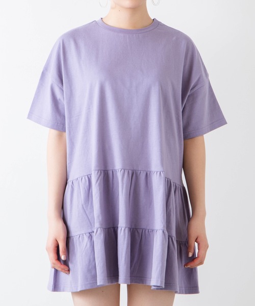 WEGO（ウィゴー）の「WEGO/ティアードTeeワンピース（ワンピース・レディース・ホワイト/ライトパープル/グリーン系その他・FREE）」の19枚目の写真