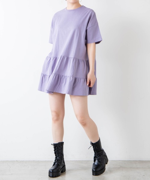 WEGO（ウィゴー）の「WEGO/ティアードTeeワンピース（ワンピース・レディース・ホワイト/ライトパープル/グリーン系その他・FREE）」の20枚目の写真