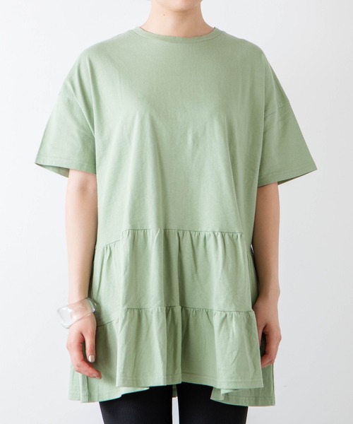 WEGO（ウィゴー）の「WEGO/ティアードTeeワンピース（ワンピース・レディース・ホワイト/ライトパープル/グリーン系その他・FREE）」の13枚目の写真