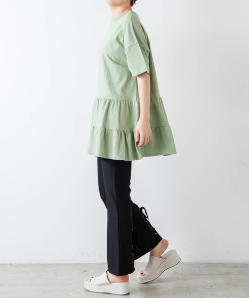 WEGO（ウィゴー）の「WEGO/ティアードTeeワンピース（ワンピース・レディース・ホワイト/ライトパープル/グリーン系その他・FREE）」の12枚目の写真