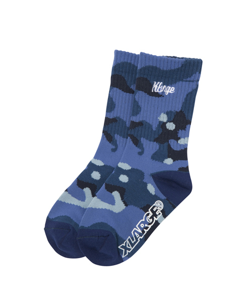 XLARGE KIDS(エクストララージキッズ)の「XLK SOCKS MULTICAM CAMO(ソックス/靴下・キッズ・オリーブ/ネイビー・MEDIUM/LARGE)」の2枚目の写真