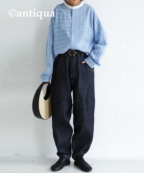 antiqua（アンティカ）の「育てるデニム。ストレッチバルーンデニム（デニムパンツ・レディース・ノンウォッシュ・M/L/L/XL）」の6枚目の写真