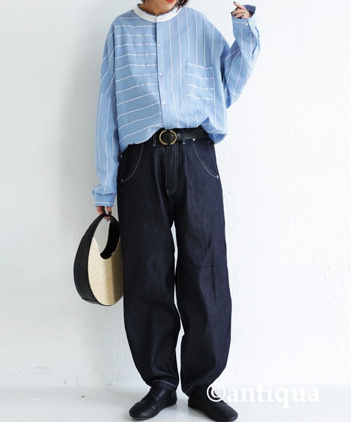 antiqua（アンティカ）の「育てるデニム。ストレッチバルーンデニム（デニムパンツ・レディース・ノンウォッシュ・M/L/L/XL）」の9枚目の写真