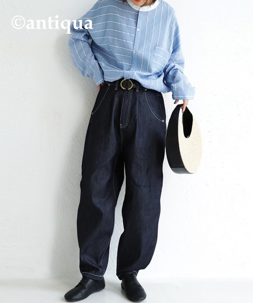 antiqua（アンティカ）の「育てるデニム。ストレッチバルーンデニム（デニムパンツ・レディース・ノンウォッシュ・M/L/L/XL）」の10枚目の写真
