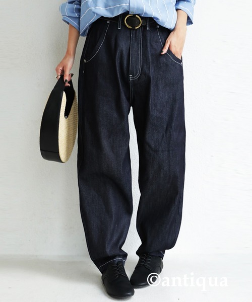 antiqua（アンティカ）の「育てるデニム。ストレッチバルーンデニム（デニムパンツ・レディース・ノンウォッシュ・M/L/L/XL）」の11枚目の写真