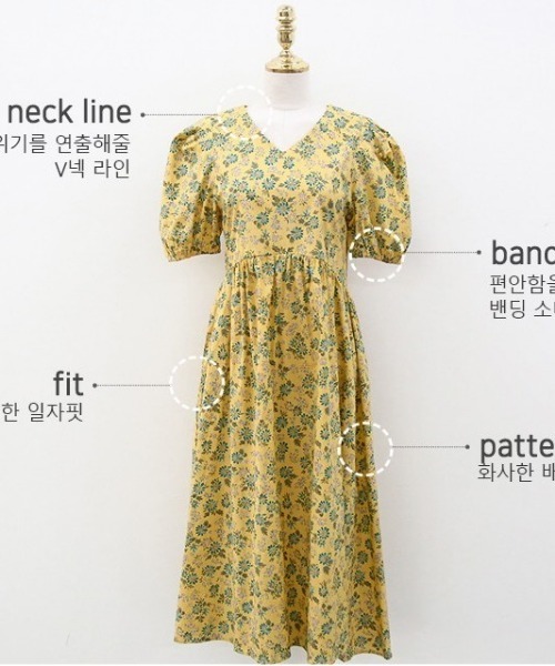 NANING9(ナンニング)の「NANING9 VIVIDカラー花柄ワンピ―ス(ワンピース・レディース・スカイブルー/イエロー・FREE)」の4枚目の写真